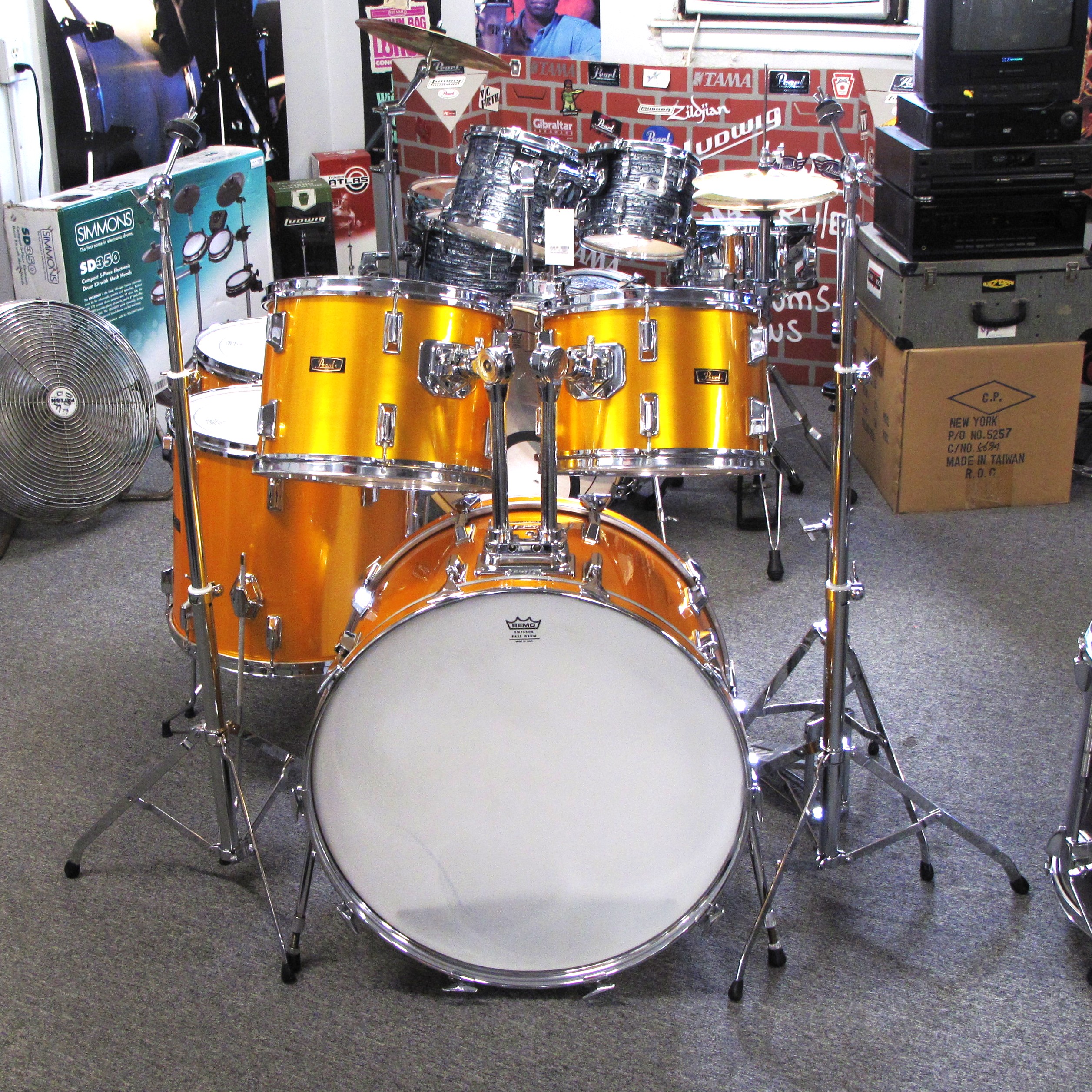 pearl wood fiberglass 5 piece drum shell pack
