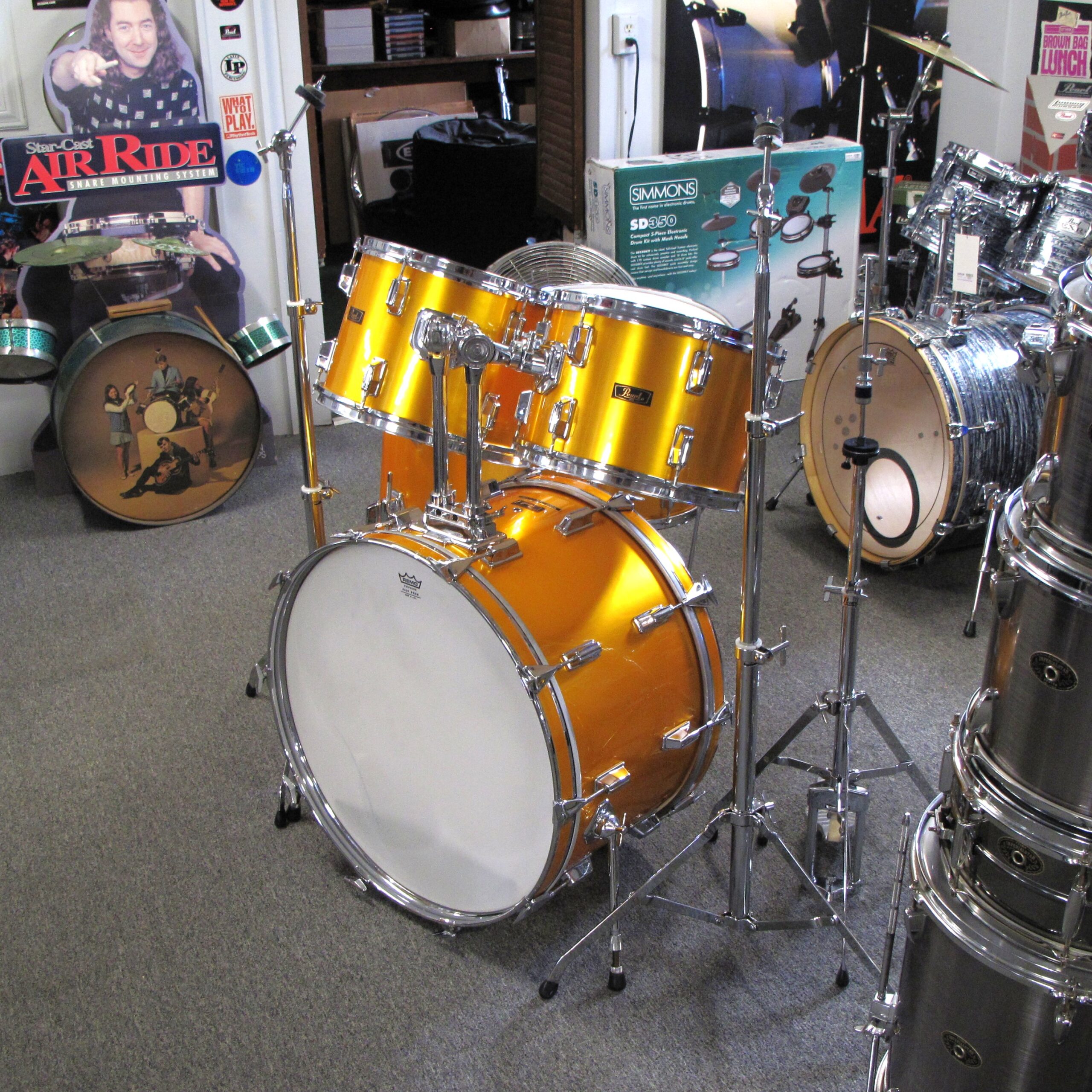 pearl wood fiberglass 5 piece drum shell pack